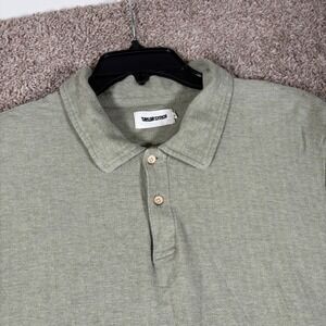 Taylor Stitch Mens Sage Green Herringbone Cotton Linen Polo Shirt Size 44